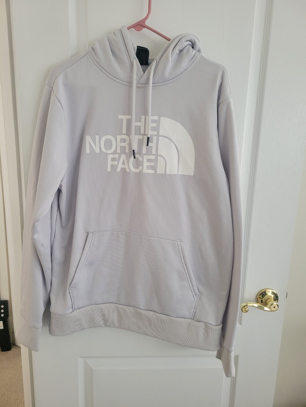 The North Face Pullover Hoodie Sweatshirt Gray Spell Out Logo Mens Large L